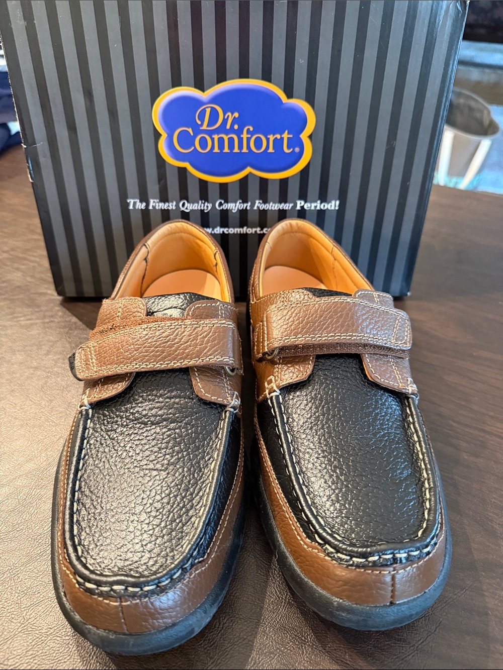 Dr. Comfort Men’s Black and Brown Slip-On Loafers